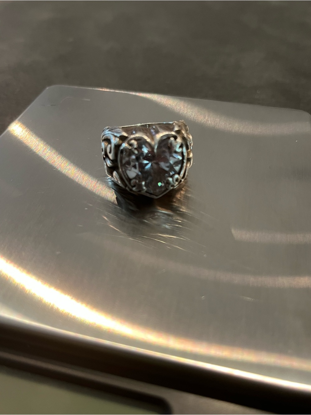 King Baby Studio Sterling Silver CZ Heart Ring.
